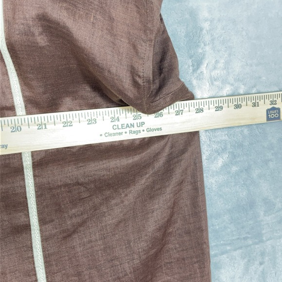 GodBody Mens 3XL Shirt 100% Linen Brown Short Sleeve Button Down Summer Casual - Picture 7 of 9